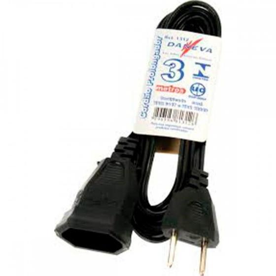 Imagem de Extensao Daneva Prolongador Macho Femea 2 Polos Paralelo Preta 3M10A Dn1312