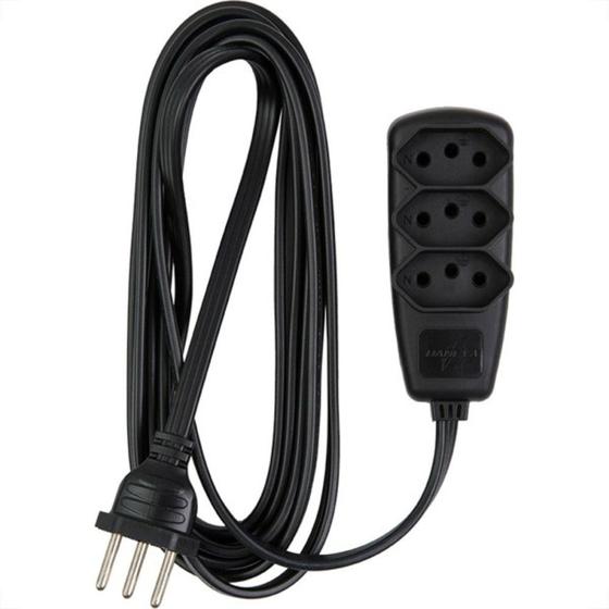 Imagem de Extensao Daneva Sort 2 Polos+Terra Pp Preta 5M Saco Dn1787