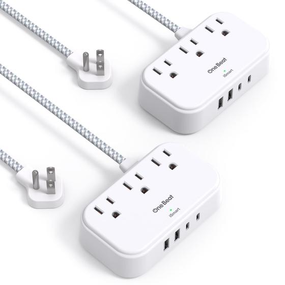 Imagem de Extensão de Energia One Beat 7 em 1 - 3 Tomadas + 4 Portas USB + Cabo de 1,5m