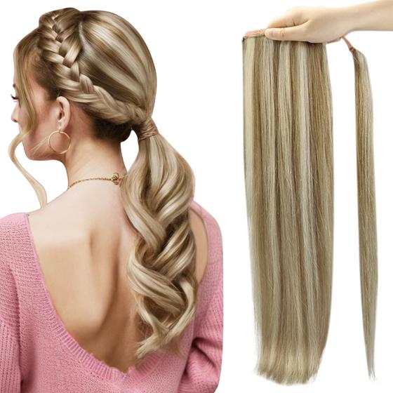 Imagem de Extensão de rabo de cavalo Full Shine, cabelo humano 35 cm, 70 g, marrom acinzentado
