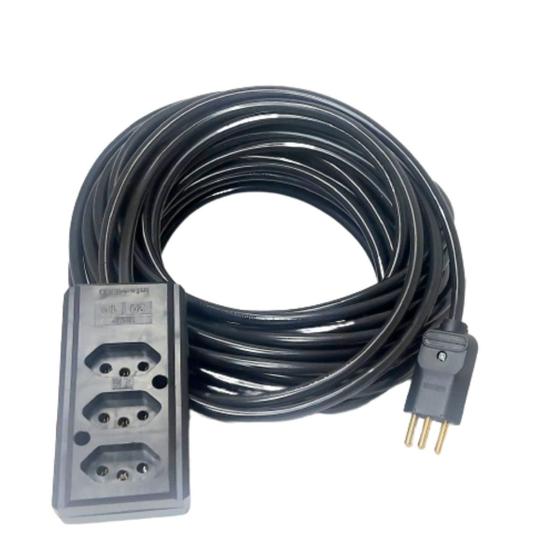 Imagem de Extensão Elétrica 10a/20a Reforçada 30m PP 2x1,5mm 3 tomadas