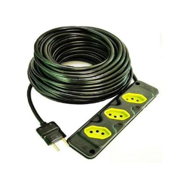 Imagem de Extensão Elétrica 10a/20a Reforçada 45m PP 2x1,5mm 3 tomadas