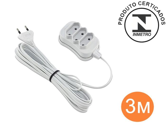 Extensão elétrica 3 Metros Extensão de Energia 3 Tomadas Compacta vários tamanhos Menor preço em Extensão elétrica 3 Metros Extensão de Energia 3 Tomadas Compacta vários tamanhos