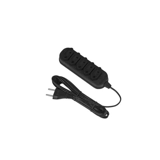 Extensão elétrica 5 metros 5 tomadas bivolt preto Force Line Menor preço em Extensão elétrica 5 metros 5 tomadas bivolt preto Force Line
