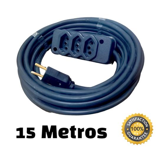 Imagem de Extensão Elétrica Cabo PP 2x2,5mm Reforçada 15 metros  10A/20A  para Casa Profissional Residl Indl