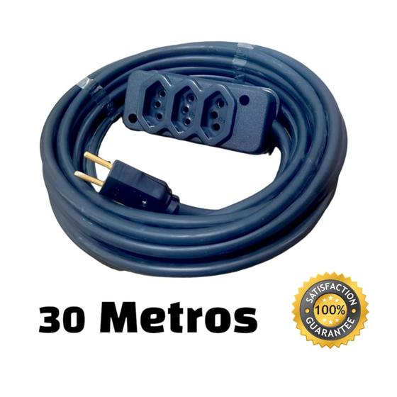 Imagem de Extensão Elétrica Cabo PP 2x2,5mm Reforçada 30 metros  10A/20A  para Casa Profissional Resid Indl