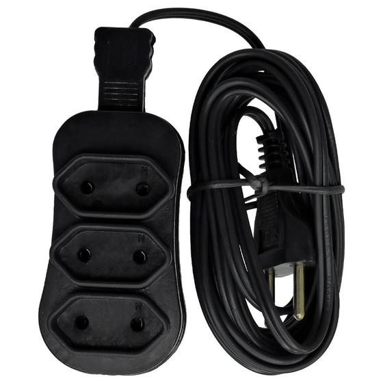 Extensão Elétrica com 3 Tomadas e 10m Fio Paralelo Preto Menor preço em Extensão Elétrica com 3 Tomadas e 10m Fio Paralelo Preto