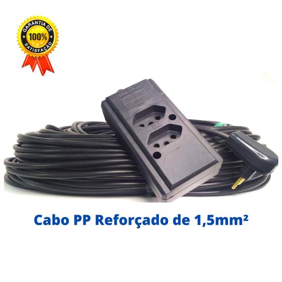 Imagem de Extensão elétrica de 5 metros reforçada 110/220V até 20A - Cabo 1,5mm²