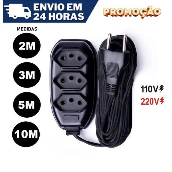 Extensão Elétrica de Energia 3m/5m/10m colorida Extensão 2MT 3MT 5MT Menor preço em Extensão Elétrica de Energia 3m/5m/10m colorida Extensão 2MT 3MT 5MT