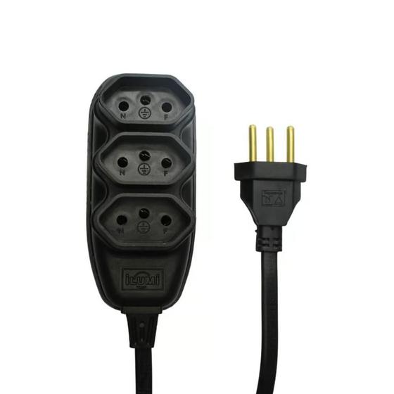 Imagem de Extensão Elétrica Paralelo 2p 10a/250v 3 Metros Preto - Ilumi