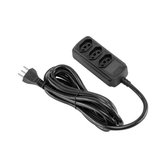 Extensão Elétrica Preto 3 Tomadas Tripolar 2P+T 20A 3 Metros 20A Menor preço em Extensão Elétrica Preto 3 Tomadas Tripolar 2P+T 20A 3 Metros 20A