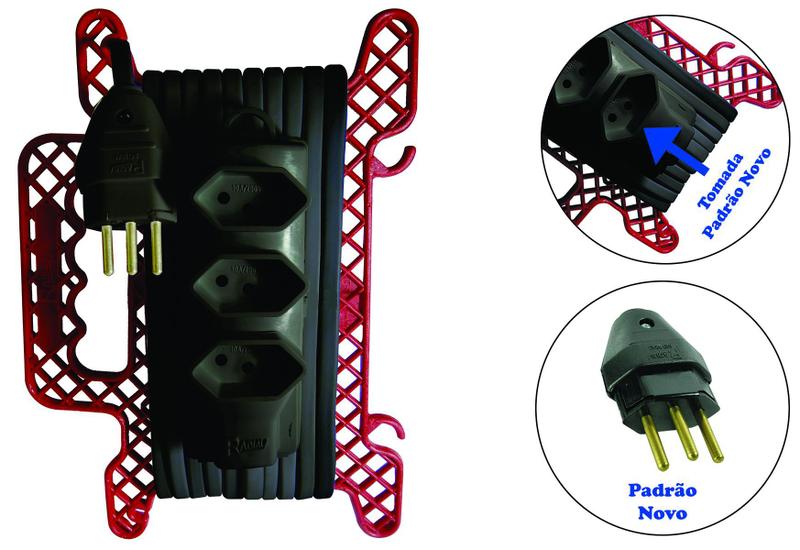 Imagem de Extensão Elétrica Pta c/ Suporte 10m com 3 Tomadas Radial