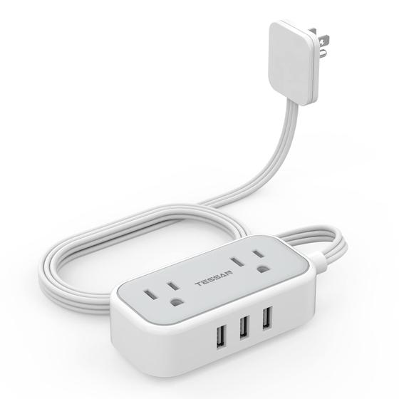 Imagem de Extensão Elétrica TESSAN com 2 Tomadas AC e 3 Portas USB - 1,5m