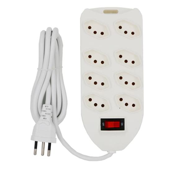 Extensão Energia 8 Tomadas 2 Metros Bivolt 110/220V Branco - Guiro Imagem de Extensão Energia 8 Tomadas 2 Metros Bivolt 110/220V Branco