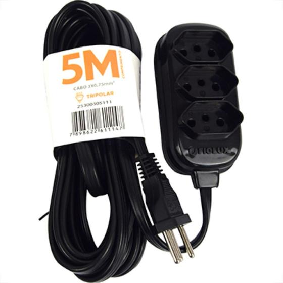 Imagem de Extensao Fiolux Connect 2P+T 05M Preto