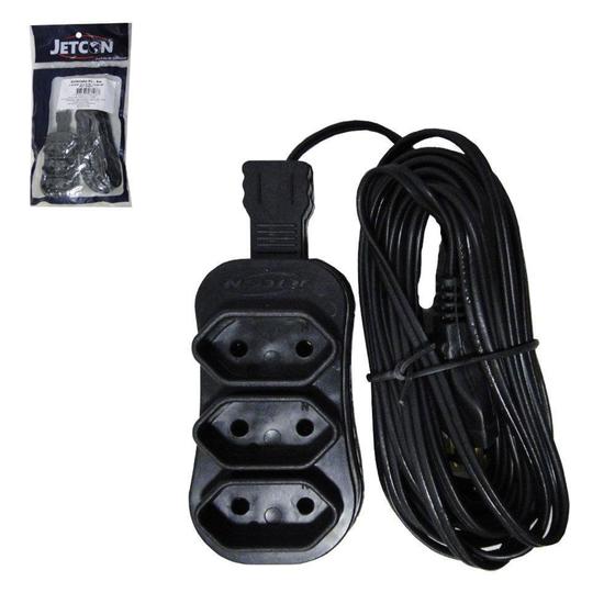 Imagem de extensao preta 5m com 3 tomadas bipolar bivolt 2200w cabo paralelo - F.C