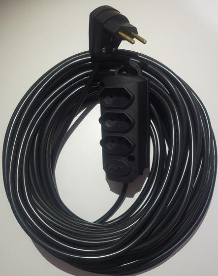 Extensão profissional 10A - 20 metros - 3 tomadas - fio 2 x 1,00mm Menor preço em Extensão profissional 10A - 20 metros - 3 tomadas - fio 2 x 1,00mm