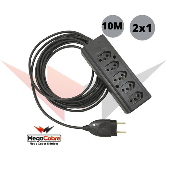 Imagem de Extensão Quíntupla De 10M Com Cabo PP 2x1MM