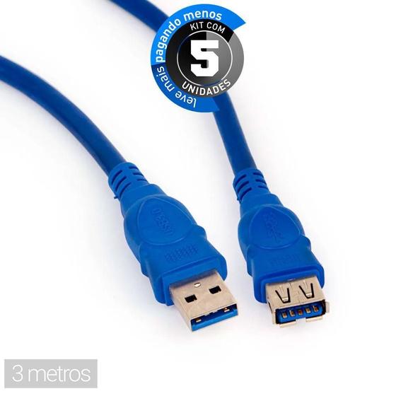 Imagem de Extensão Superspeed Usb 3.0 - 3 Metros - Kit 5