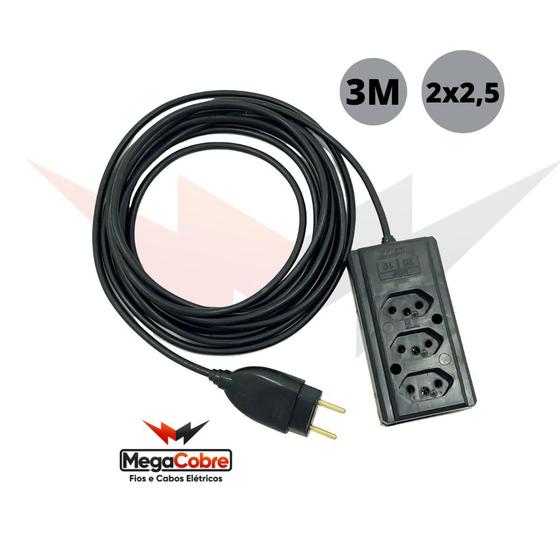 Imagem de Extensão Tripla De 3M Com Cabo PP 2x2.50MM