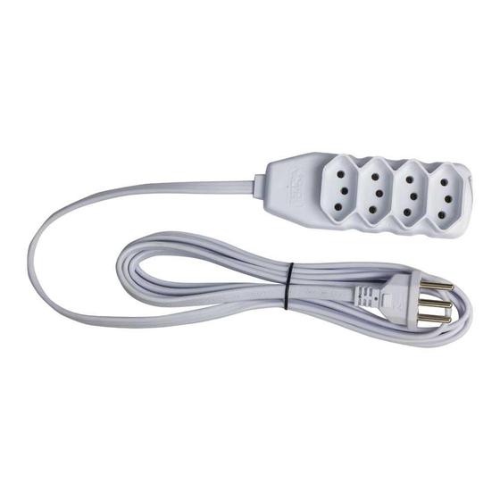 Extensão Tripolar 4 Tomadas 10A 3M Slim Branca - Force Line Menor preço em Extensão Tripolar 4 Tomadas 10A 3M Slim Branca - Force Line