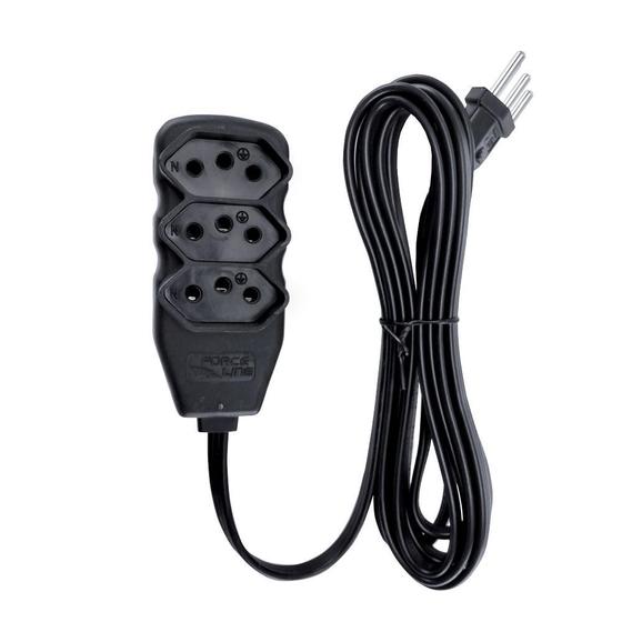Extensão Tripolar Slim 1 Metro Preto Force Line Menor preço em Extensão Tripolar Slim 1 Metro Preto Force Line