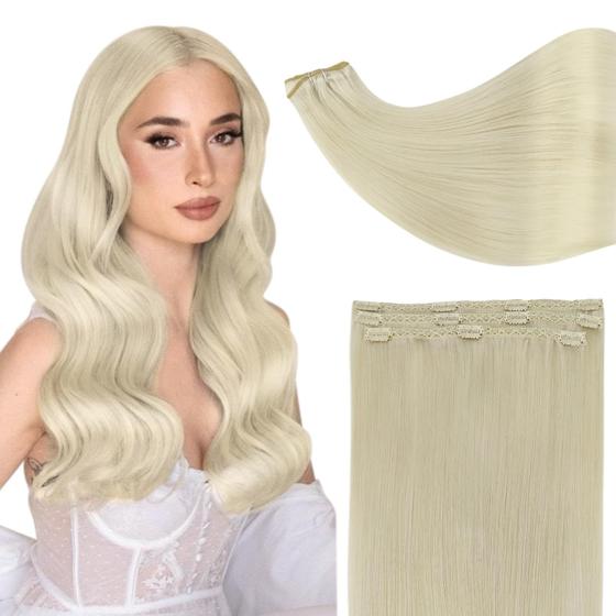 Imagem de Extensões de Cabelo Clip in Full Shine 35cm - Loiro Platinado