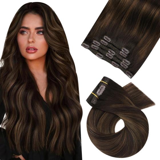 Imagem de Extensões de cabelo Clip in Moresoo Real Human Hair 80g 40cm