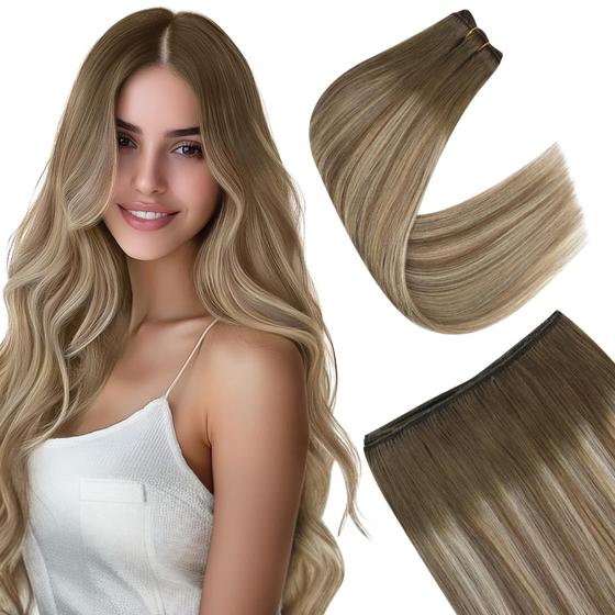 Imagem de Extensões de cabelo Easyouth Weft Human Hair 40cm 100g Balayage