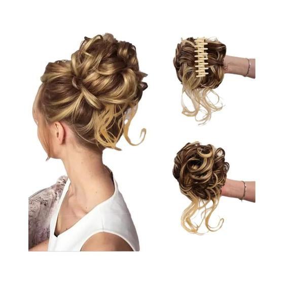 Imagem de Extensões de Cabelo Encaracolado Bagunçado com Faixas Elásticas - Para Mulheres e Meninas