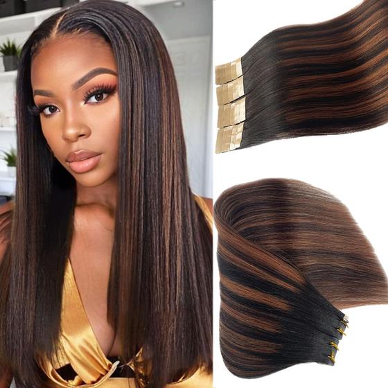 Imagem de Extensões de Cabelo Humano Benafee Light Yaki - Fita Adesiva 12"