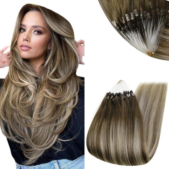 Imagem de Extensões de cabelo Micro Loop RUNATURE Balayage Walnut Brown