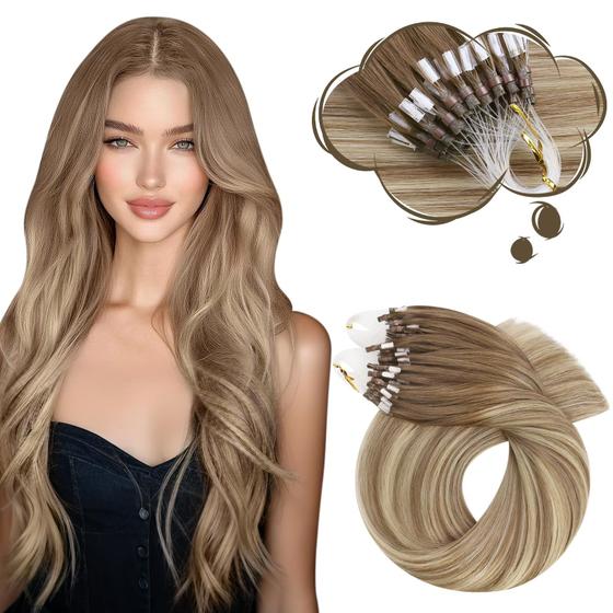 Imagem de Extensões de cabelo Moresoo Microlink Micro Loop 50g 50cm Ombre