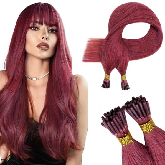 Imagem de Extensões de Cabelo RUNATURE I Tip Burgundy - 40cm, 20g, 25 Mechas Remy Hair