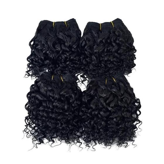 Imagem de Extensões De Cabelo Sintético Curto Encaracolado Loiro Mel 8 10 Polegadas 4 Peças/lote Com Fecho