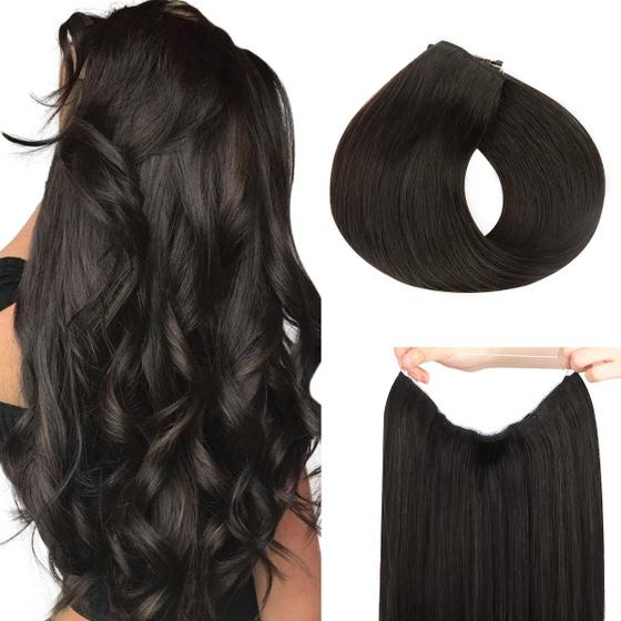 Imagem de Extensões de cabelo Wire HOTBANANA 30cm 70g Castanho Escuro Remy Hair