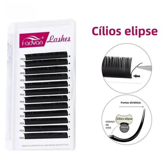 Imagem de Extensões De Cílios Planos Pretos Super Vison Fadvan Ellipse Individuais Semipermanentes Muito