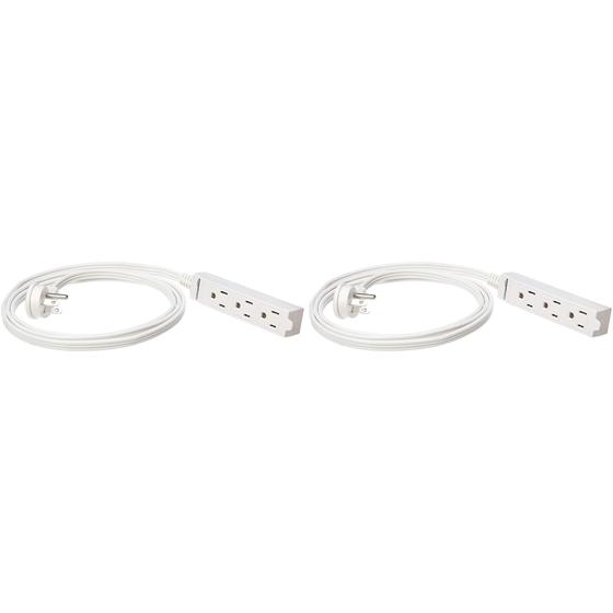 Imagem de Extensor de Tomada Amazon Basics - 6 Pés, 3 Tomadas, Pacote com 2