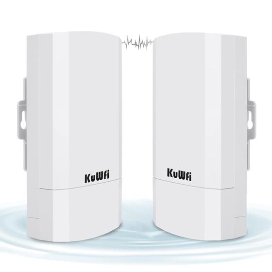 Imagem de Extensor de Wi-Fi KuWFi CPE120 - 300Mbps, Alcance de 1km, Kit com 2 Unidades