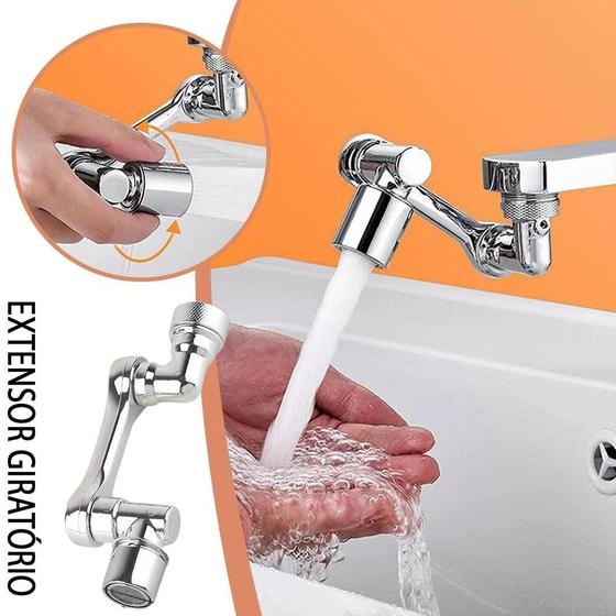 Imagem de Extensor Duplo Torneira Giratório 1080 Pia Banheiro Cozinha Lavatório Tanque Prova De Respingos Universal Plastico Abs