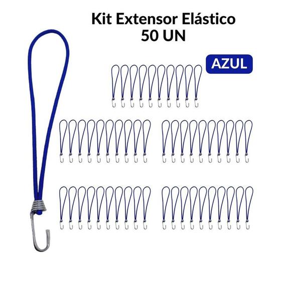 Imagem de Extensor Elástico Borrachinha Corda Lona Caminhão 35Cm C/ 50 Azul