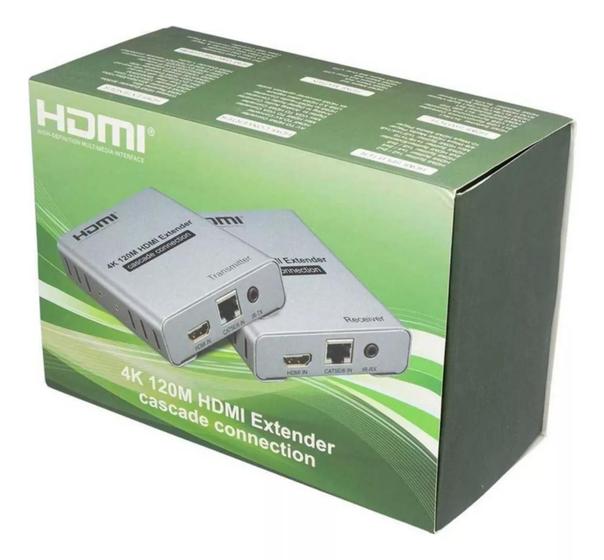 Imagem de Extensor Hdmi 120 Metros Com Ir No Tx/rx Conexão Cascata 4k