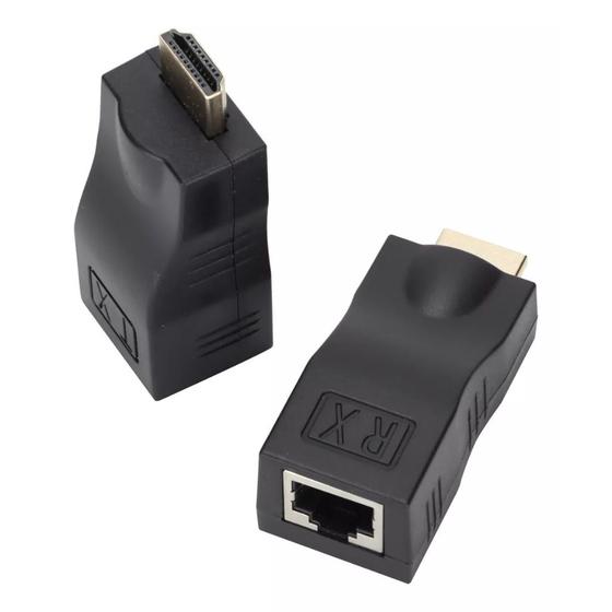 Imagem de Extensor Hdmi 3d 30 Metros Via 1 Cabo De Rede Rj45 Cat5e/6