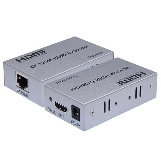Imagem de Extensor Hdmi 4K 120 Metros Via Cabo Rede Rj45 Cat5E 6E