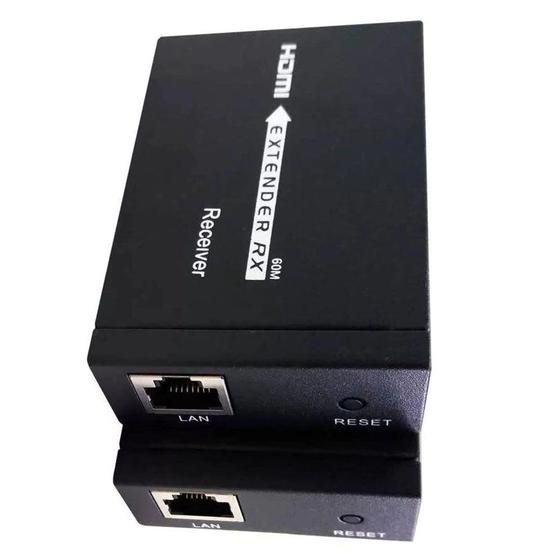 Imagem de EXTENSOR HDMI 60 METROS X RJ45 CAT5 CAT6 3D 1080p COM FONTE