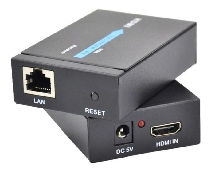 Imagem de Extensor Hdmi Rj45 60m 60 Metros Adaptador Cabo Rede Cat 6 7