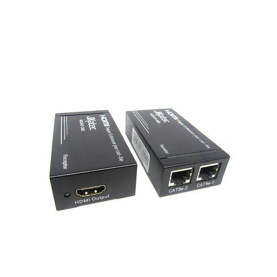 Imagem de Extensor HDMI via 2 cabos de rede até 30 metros sem fonte