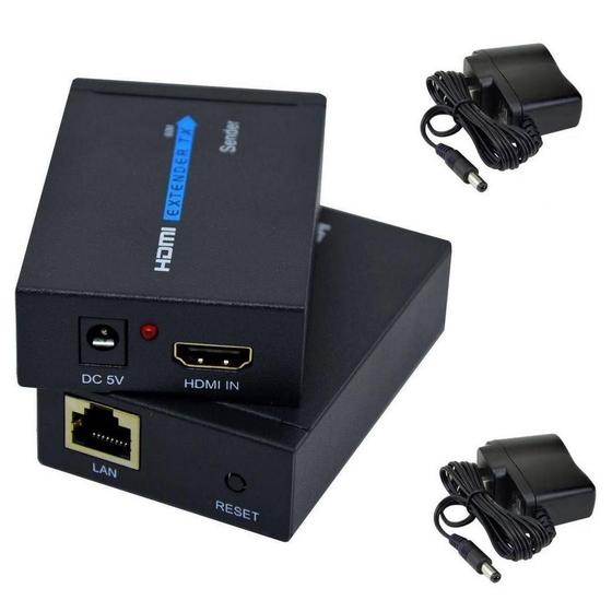 Imagem de Extensor Hdmi x Rj45 Rede Cat5 Cat6 3d 1080p Bivolt 60 Metros