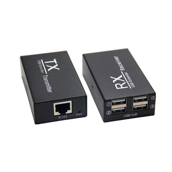 Imagem de Extensor HUB USB 4 Portas Via Cabo de Rede até 200 Metros