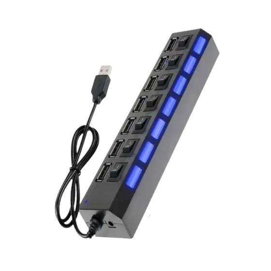 Imagem de Extensor Régua Usb HUB Para PC Notbook Ultra Rápido 7 Portas Lehmox